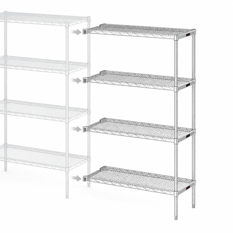 Product image #3 for Eagle Group 4-Tier Add-On Wire Shelving Unit, 48W x 21D x 63H, Stainless Steel Finish
