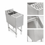 Thumbnail image #3 for John Boos UBMS-1812-X Freestanding Slim-Line Underbar Mixology Station, 12"W x 18"D, Stainless Steel, Sink Bowl with Push-Down Rinser