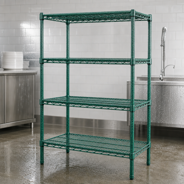 Product image #4 for Metro Super Erecta Metroseal 3 Green Epoxy-Coated Wire Starter Shelving Unit, 24"W x 24"D x 63"H, 4 Shelves