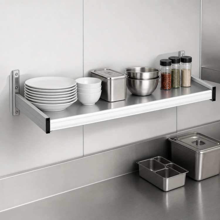 Product image #3 for Fermod 31-Inch Wide Solid Wall-Mounted Shelving Unit, 18-Inch Deep, Aluminum