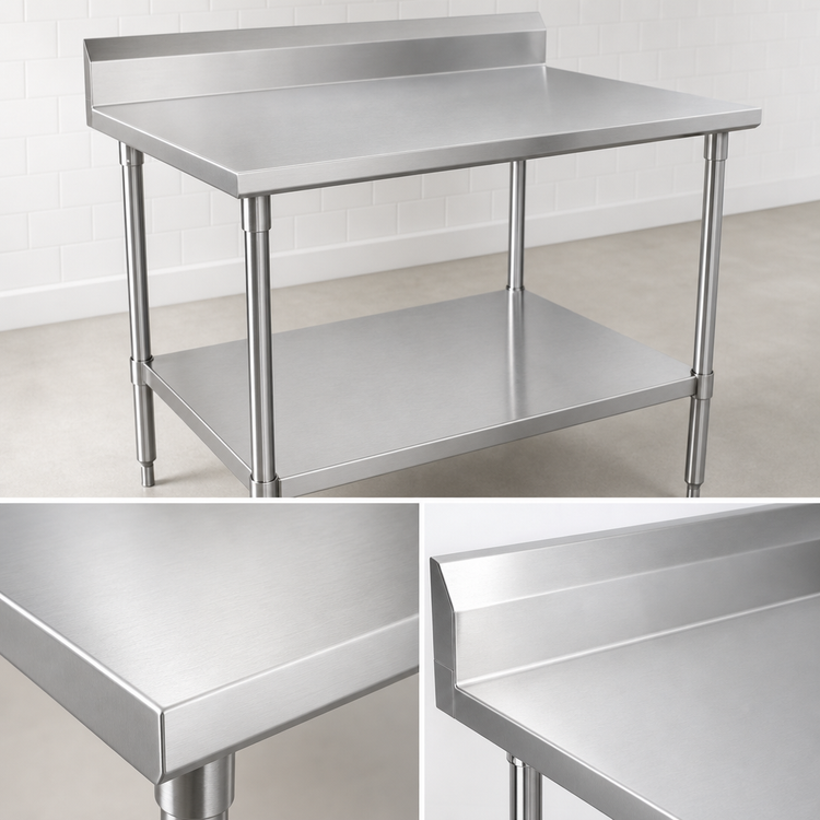 Product image #3 for John Boos Stallion 84-Inch x 24-Inch 16-Gauge Stainless Steel Work Table with 5-Inch Backsplash and Undershelf