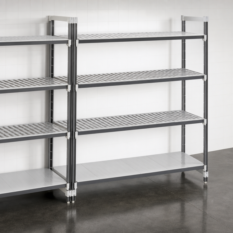 Product image #3 for Cambro Camshelving Elements XTRA 4-Shelf Stationary Add-On Polymer Shelving Unit, 21 x 48 x 84 Inches