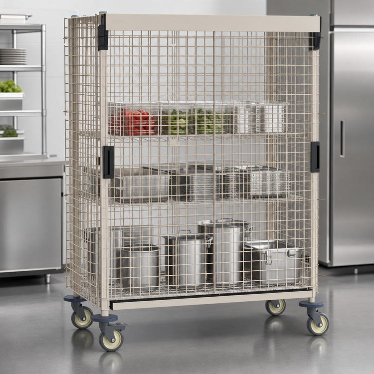 Product image #3 for MetroMax Mobile Wire Security Cage with Sliding Doors for 24 x 48 Shelves