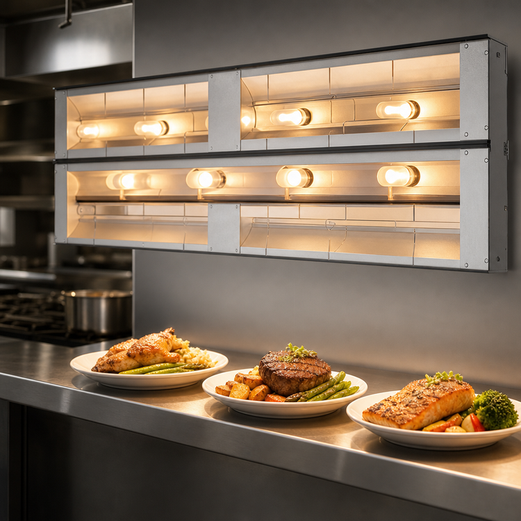 Product image #3 for Hatco Glo-Ray 96-Inch Lighted Dual Infrared Strip Heater, Aluminum, 6-Inch Spacer