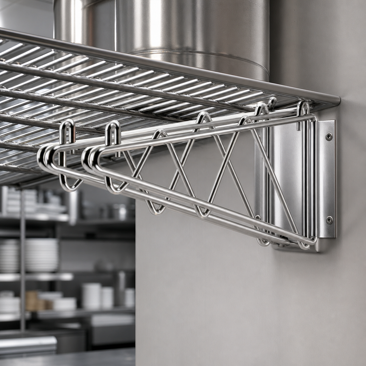Product image #3 for Advance Tabco Special Value Series 18-Inch Heavy-Duty Double Mount Chrome Plated Wire Shelving Wall Bracket