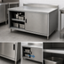 Thumbnail image #3 for BK Resources Stainless Steel Chef Table Cabinet Base with Sliding Doors, 48 x 36 x 39-3/4 Inches, 5-Inch Back Riser