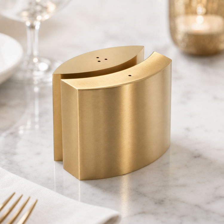Product image #3 for Tabletop Stainless Steel Salt & Pepper Shaker Set, 4 oz., Satin Gold Finish