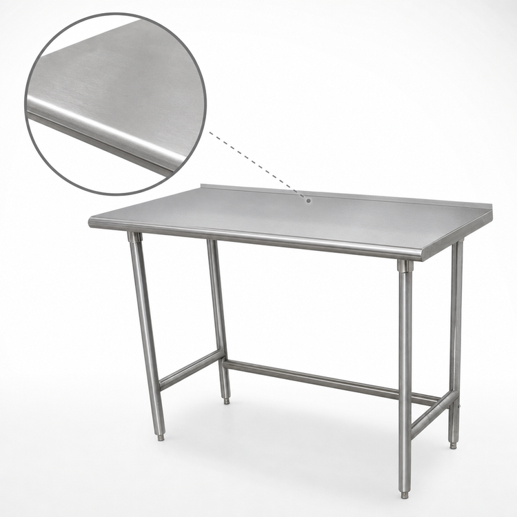 Product image #3 for Advance Tabco 72" x 30" 16-Gauge 430 Stainless Steel Top Work Table with Rear Up-Turn and Galvanized Open Base