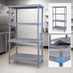 Thumbnail image #3 for Quantum QP185462SS-4 54 x 18 x 62 Inch 4-Shelf Polymer Shelving Unit with Dunnage Stand, Gray, 2000 lb. Capacity