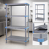 Thumbnail image #3 for Quantum Millenia 54 Inch W x 18 Inch D x 62 Inch H 4-Shelf Polymer Shelving Unit with Dunnage Stand, Gray