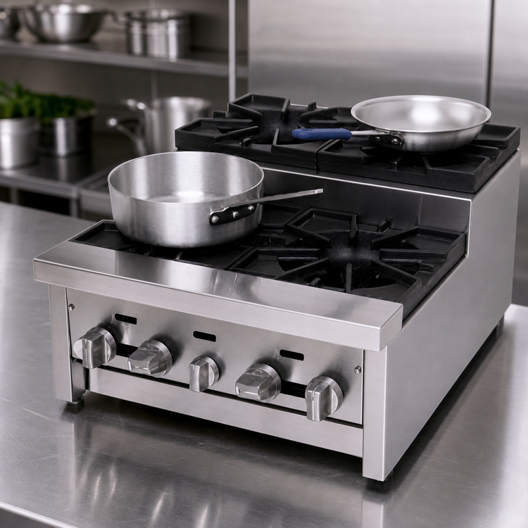 Product image #3 for Comstock-Castle SUFHP24 24-Inch Countertop Gas Step-Up Saute Hotplate with 4 Burners