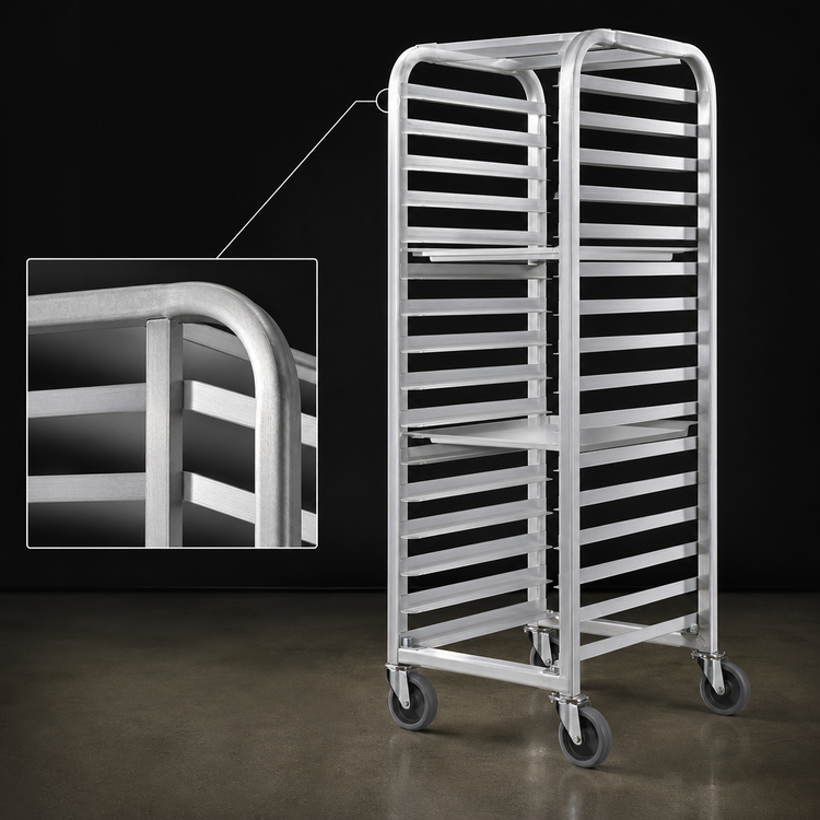 Product image #3 for Channel WA04 Walk-In End-Load Aluminum Bun Pan Rack, 13-Pan Capacity, 4-Inch Spacing