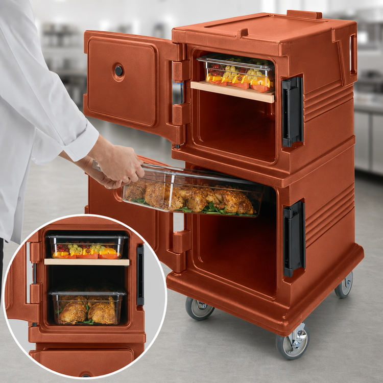 Product image #4 for Cambro Ultra Camcart Front-Loading Double-Compartment Insulated Food Pan Carrier