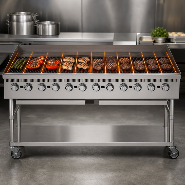 Product image #3 for Ultra-Max 72-Inch Radiant Natural Gas Charbroiler, 12 Manual Controls, 240,000 BTU
