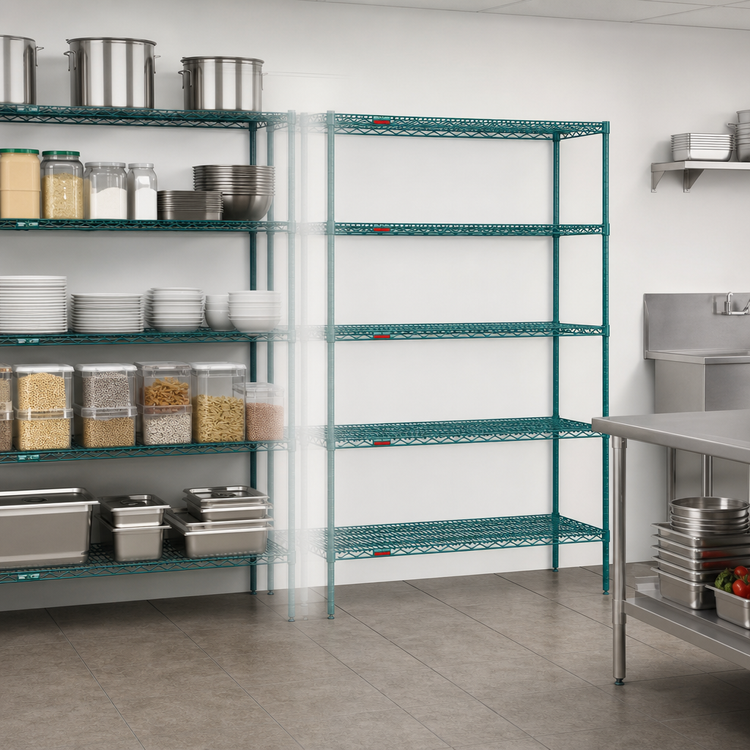 Product image #3 for Eagle Valu-Gard NSF 5-Tier Add-On Wire Shelving Unit, 24 x 18 x 86 Inches, Green Epoxy