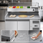 Thumbnail image #3 for KoolMore Commercial Granite Top Refrigerated Pizza Prep Counter with Refrigerated Condiment Rail, 59.3 Inch Wide, 2-Door