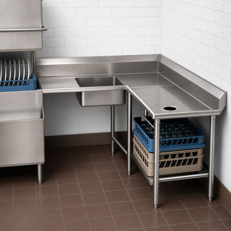 Product image #3 for Eagle Group Corner Soiled Dishtable, Right-Hand, 16-Gauge Type 430 Stainless Steel
