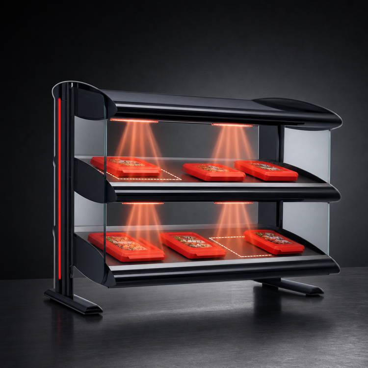 Product image #3 for Hatco Spot On Countertop Horizontal Dual-Shelf Heated Zone Merchandiser Warmer