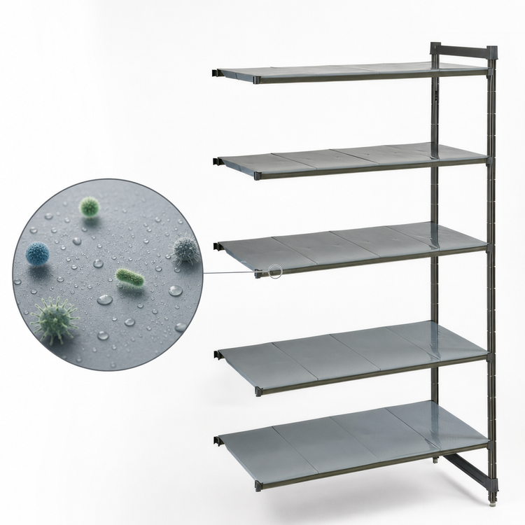 Product image #3 for Cambro Camshelving Basics Plus 18 x 48 x 84-Inch 5-Tier Solid Polymer Add-On Shelving Unit