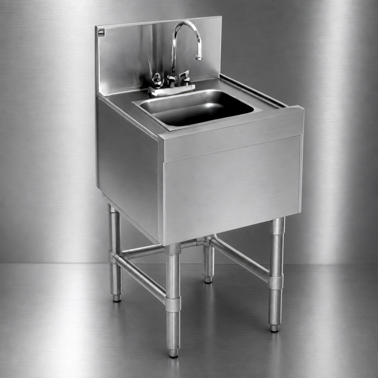 Product image #3 for Eagle Group Spec-Bar Single-Compartment 12" x 24" Stainless Steel Wet Waste Sink with Gooseneck Faucet and Drain