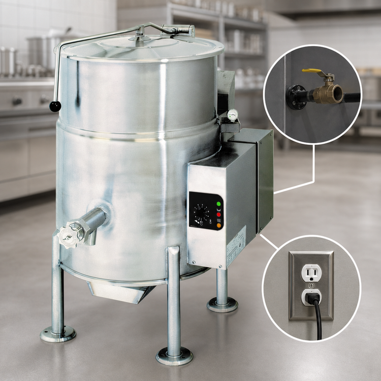 Product image #3 for Cleveland Range KGL25 25-Gallon Stationary Gas Kettle, 2/3 Steam Jacket, Self-Contained