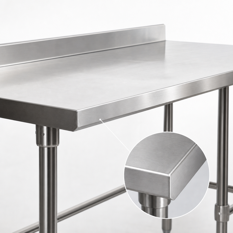 Product image #3 for 60-Inch x 24-Inch 16-Gauge Stainless Steel Work Table with 5-Inch Riser and Open Base