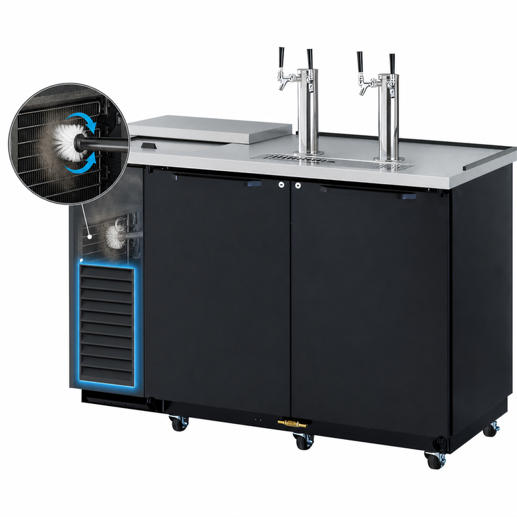 Product image #3 for Turbo Air Super Deluxe Club Top Beer Dispenser, 2 Half-Barrel Capacity, Black Vinyl Exterior, 2 Columns