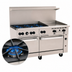Thumbnail image #3 for Vulcan Endurance 60-Inch Commercial Gas Restaurant Range with 6 Open Burners, 24-Inch Griddle, and 2 Standard Ovens - Propane