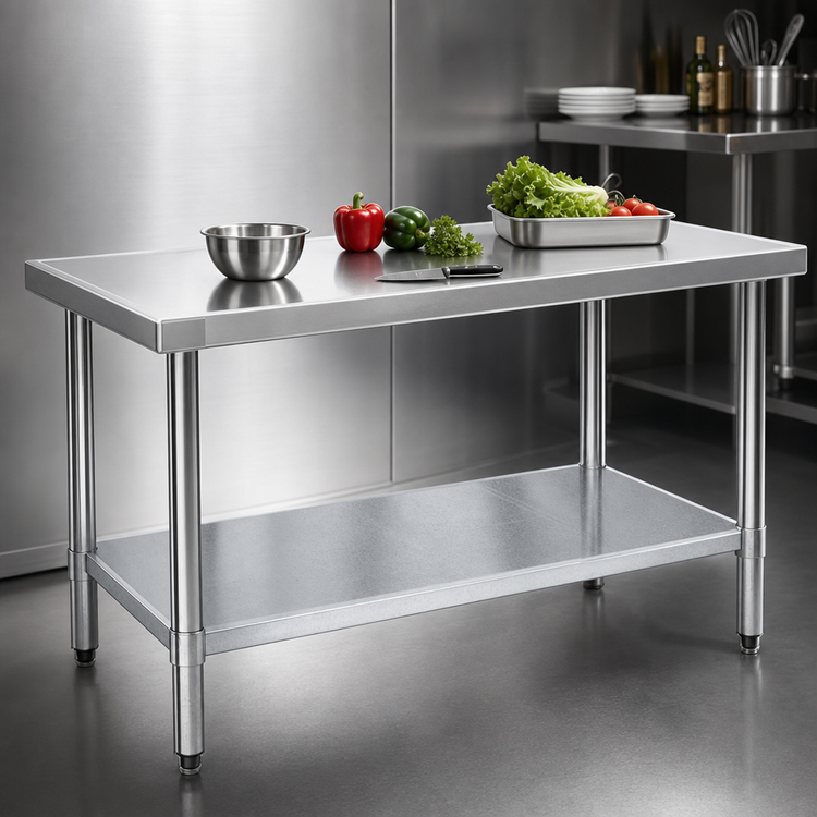 Product image #3 for Eagle Spec-Master Marine Series 84"W x 36"D Flat Top Stainless Steel Work Table with Adjustable Galvanized Undershelf