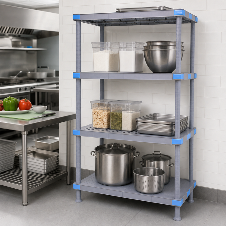 Product image #3 for Quantum Millenia 30W x 21D x 74H Stationary Polymer Shelving Starter Unit, Gray