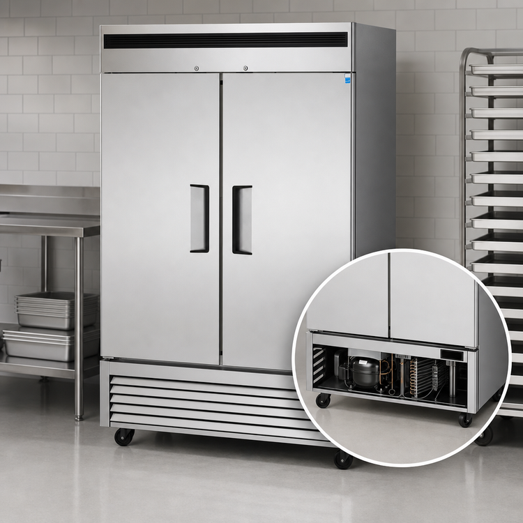 Product image #4 for Atosa Two-Section Bottom-Mount Reach-In Freezer, 43.8 Cu. Ft., Stainless Steel, Solid Doors