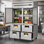Thumbnail image #3 for Everest Refrigeration ESR2D4 Two-Section Reach-In Refrigerator, 48 Cu. Ft., Half Doors and Drawers, Top-Mounted Refrigeration