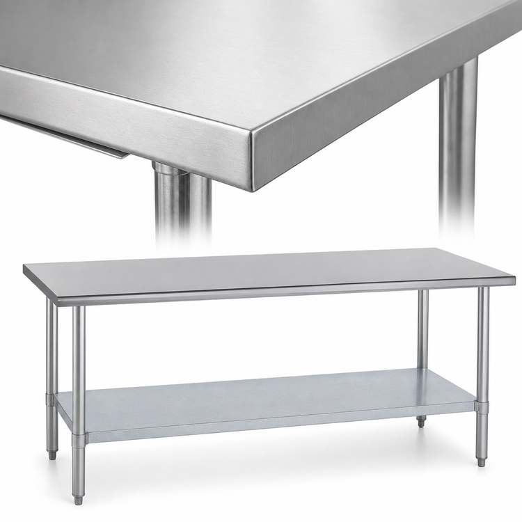 Product image #3 for Duke Manufacturing 108-Inch Stainless Steel Work Table with Galvanized Undershelf, 30-Inch Deep, Without Backsplash