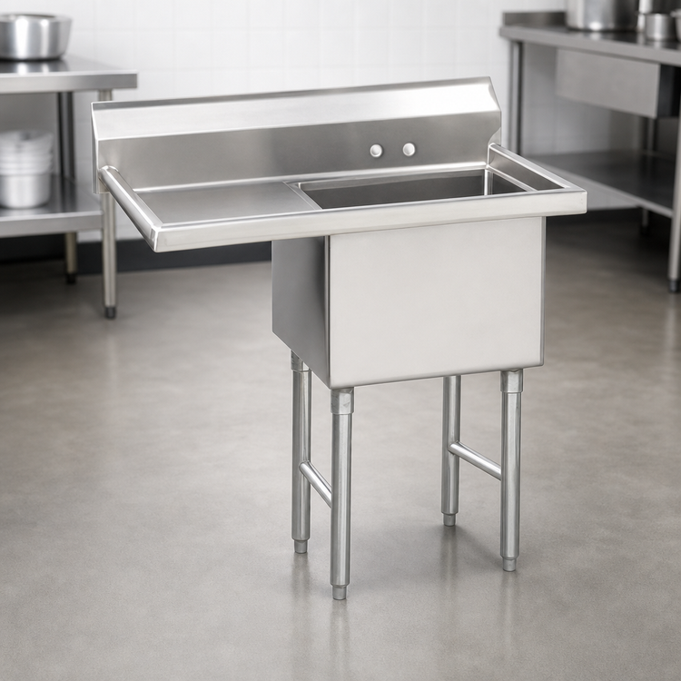 Product image #3 for Advance Tabco Special Value Series 1-Compartment Fabricated Sink with 18-Inch Left Drainboard