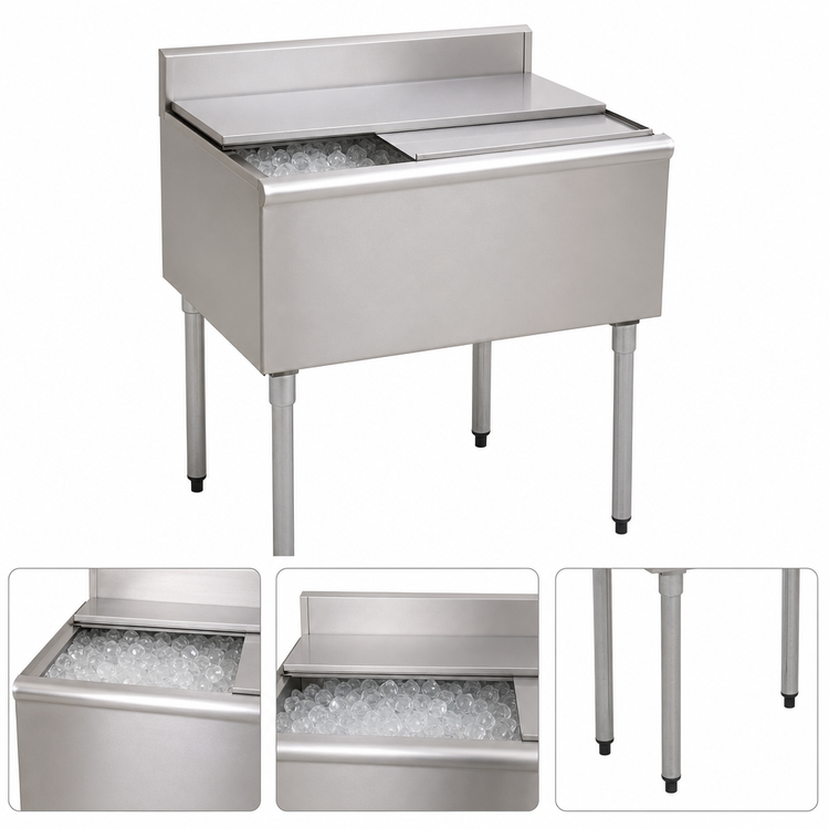 Product image #3 for Eagle Group 1800 Series Underbar Insulated Ice Chest Unit, 24 x 20 Inch, 8-Inch Deep, 37 lb Capacity