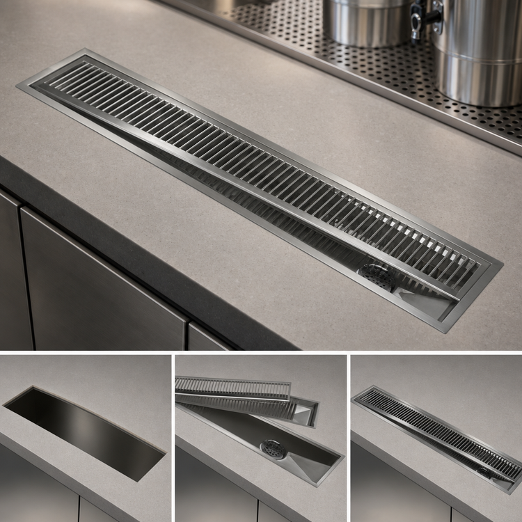 Product image #3 for Advance Tabco TA-526 6 Ft Drop-In Stainless Steel Urn Trough with Louvered Cover and Drain