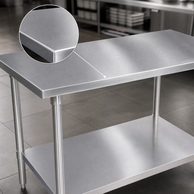 Product image #3 for Stallion 120" x 24" 16-Gauge 300-Series Stainless Steel Work Table with Adjustable Undershelf