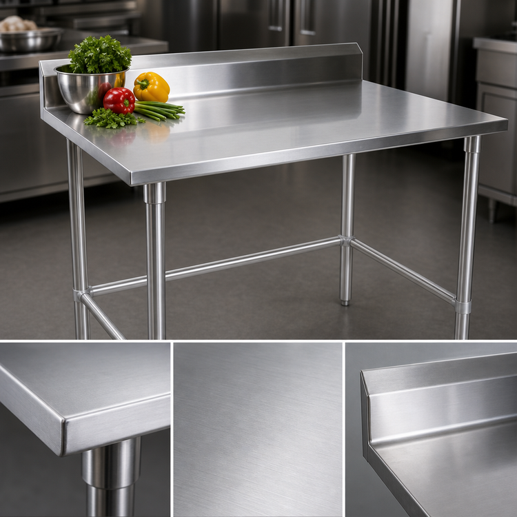 Product image #3 for John Boos Stallion 84" x 36" Stainless Steel Work Table with 5" Backsplash