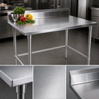 Thumbnail image #3 for John Boos Stallion ST6R5-3684SBW 84" x 36" Stainless Steel Work Table with 5" Backsplash, 16-Gauge Top