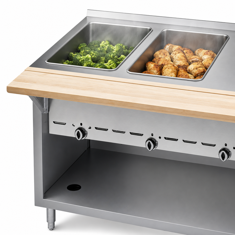 Product image #3 for Duke Thurmaduke 2-Opening Gas Steamtable with Dry Heat Wells, 32 Inch Wide