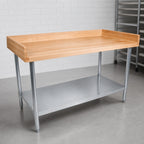 Thumbnail image #3 for John Boos DNS08 Bakers' Wood Work Table, 60 x 30 Inches, 1-3/4-Inch Maple Top, Galvanized Base with Adjustable Undershelf