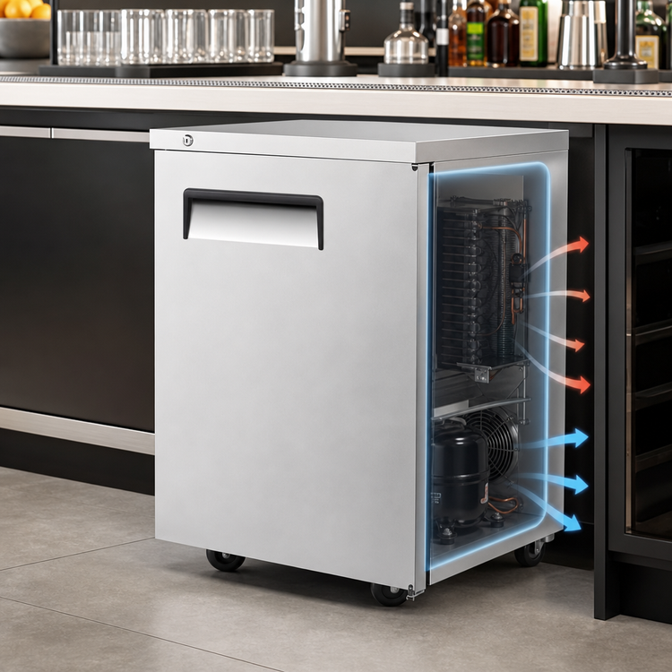 Product image #3 for Atosa One-Section Back Bar Cooler, 23-Inch Wide, Solid Door, Side-Mount Refrigeration