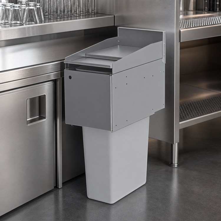 Product image #3 for Top Shelf TS Series 12 Inch Wide Stainless Steel Underbar Trash Receptacle Top Cover