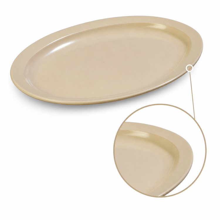 Product image #4 for Kingline™ 13-1/2 x 9-3/4 Inch Oval Melamine Platter, Tan