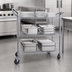 Thumbnail image #3 for Omcan 3-Tier Chrome Plated Wire Stock Cart with Double Handle, 24 x 48 Inches, 600 lb. Capacity