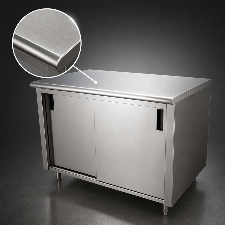 Product image #3 for Advance Tabco Special Value Series Economy Enclosed Work Table with Cabinet Base and Sliding Doors, 60 x 30 Inches, 304 Stainless Steel Top
