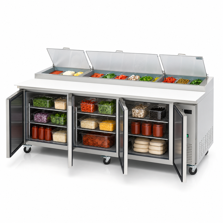 Product image #4 for Arctic Air 94-Inch Three-Section Refrigerated Pizza Prep Table with Cutting Board