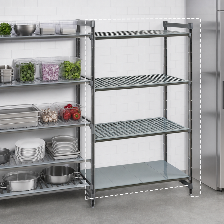 Product image #3 for Cambro Camshelving Basics Plus 4-Tier Add-On Shelving Unit, 21-Inch Deep x 36-Inch Wide x 72-Inch High, Brushed Graphite