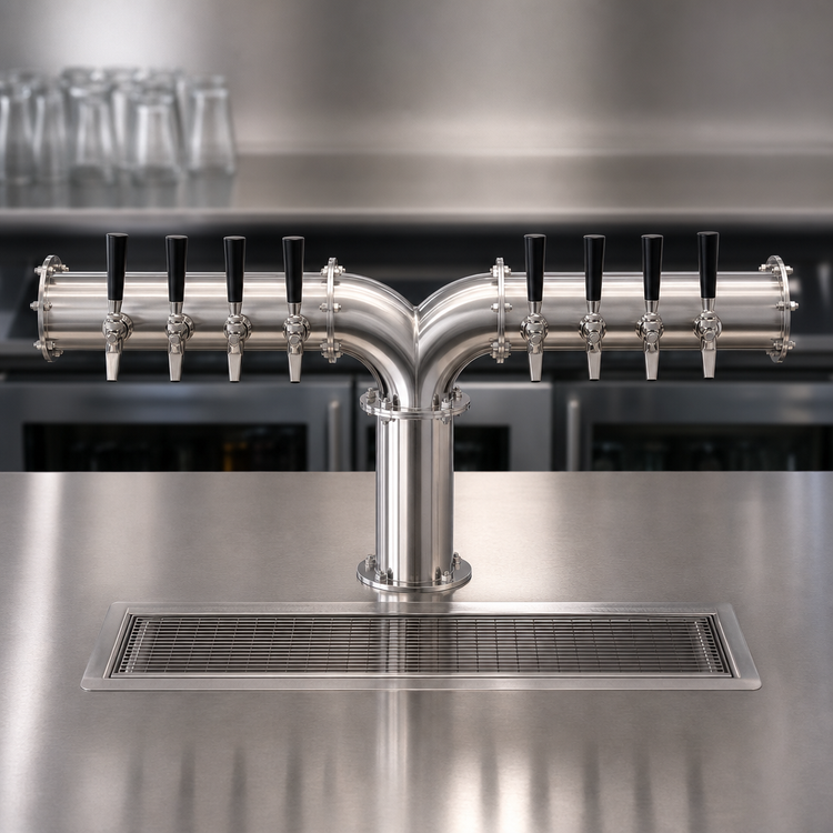 Product image #3 for Krowne 8-Faucet Glycol-Cooled Pipe Y-Tower Beer Tower, Brushed Stainless Steel
