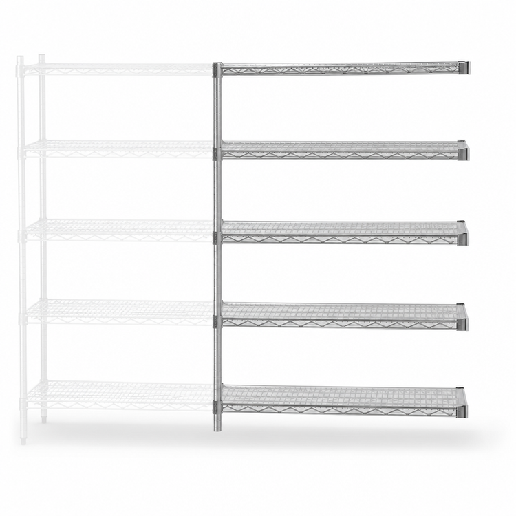 Product image #3 for Eagle Group 5-Tier Add-On Wire Shelving Unit, 60"W x 18"D x 74"H, Stainless Steel Finish